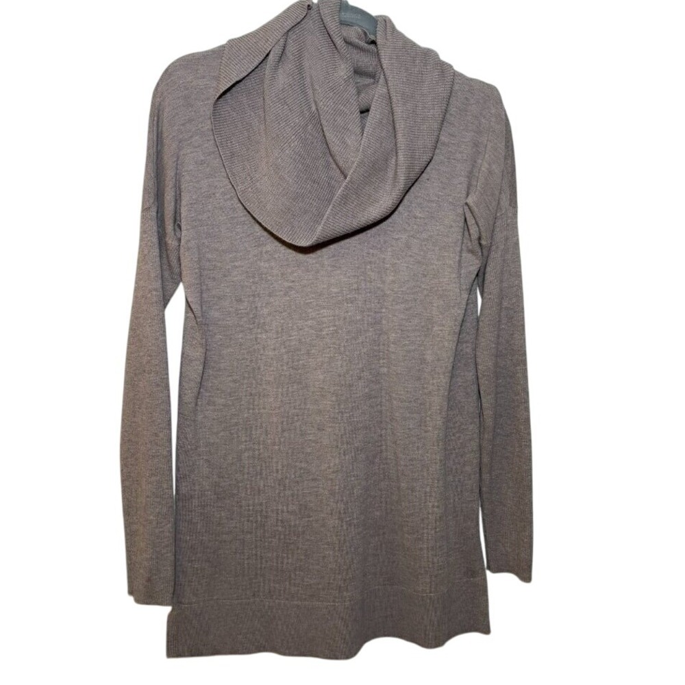 Caslon Cowl Neck Tunic Sweater Women's Small Taupe Gray Cozy Relaxed